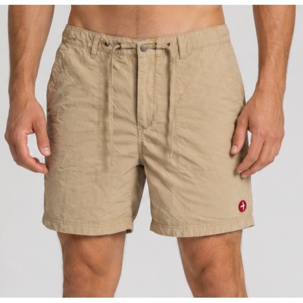 Relwen Windzip Shorts Mens Tan Khaki Nylon Spandex Outdoor Utility Shorts